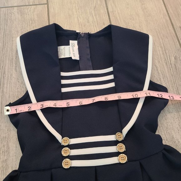 Bonnie Jean girls nautical navy blue and white sleeveless dress size 6X - Picture 5 of 11